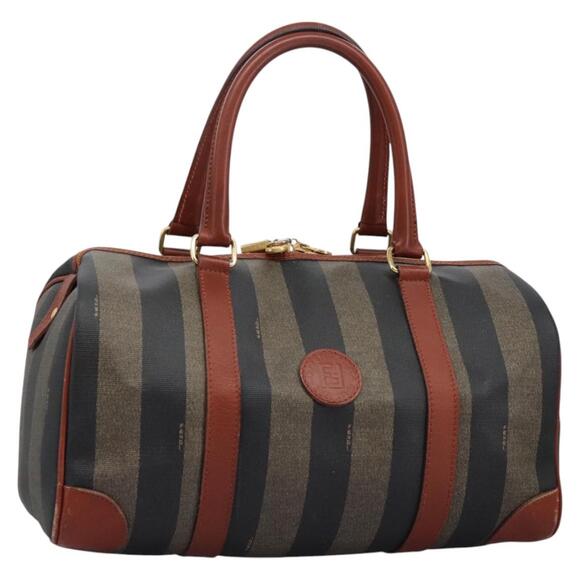 FENDI Pecan Canvas Boston Bag Black Brown - Picture 1 of 13